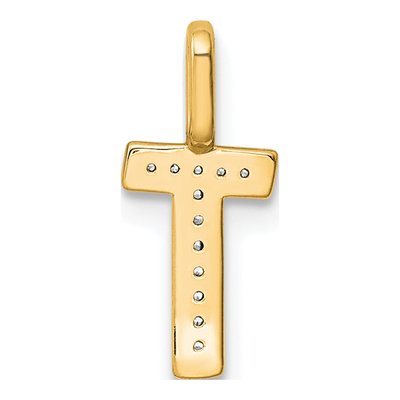 14K Yellow Gold Diamond Letter T Pendant – view 3