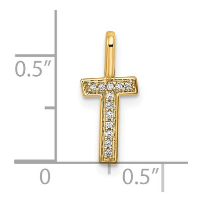 14K Yellow Gold Diamond Letter T Pendant – view 4