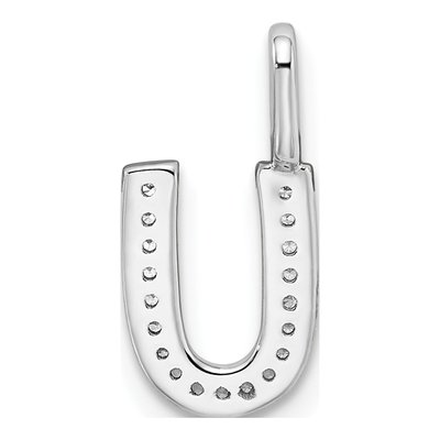 14K White Gold 1/15 ct tw Diamond Letter U Pendant – view 3
