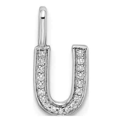 14K White Gold 1/15 ct tw Diamond Letter U Pendant