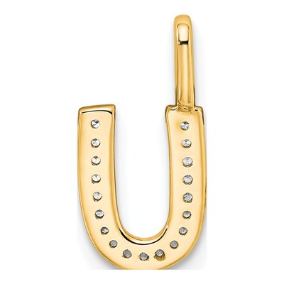 14K Yellow Gold 1/15 ct tw Diamond Letter U Pendant – view 3