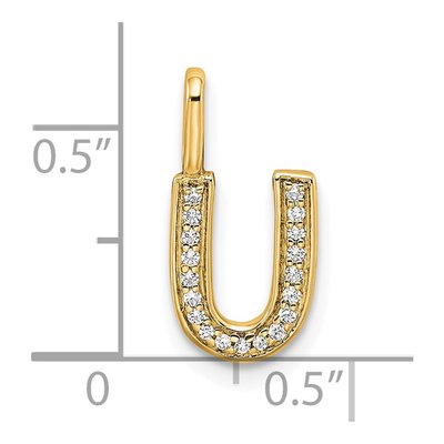 14K Yellow Gold 1/15 ct tw Diamond Letter U Pendant – view 4
