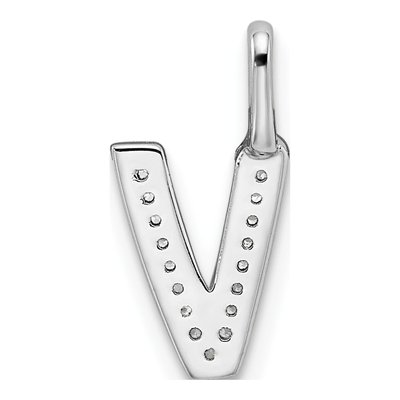 14K White Gold 1/20 ct tw Diamond Letter V Pendant – view 3