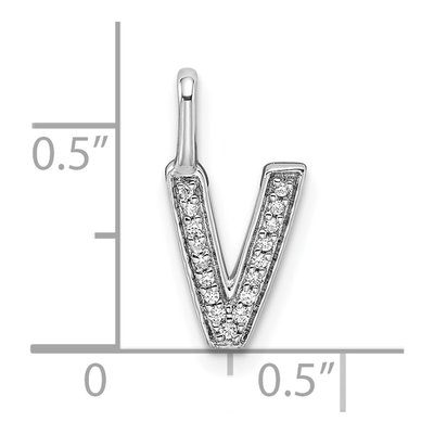 14K White Gold 1/20 ct tw Diamond Letter V Pendant – view 4