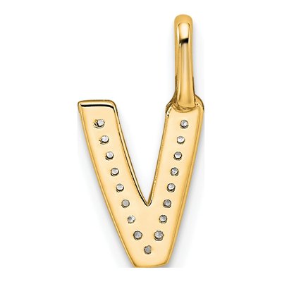14K Yellow Gold 1/20 ct tw Diamond Letter V Pendant – view 3