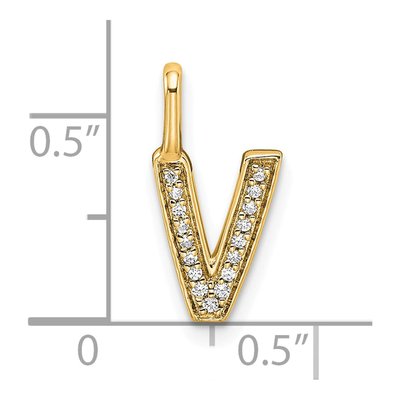 14K Yellow Gold 1/20 ct tw Diamond Letter V Pendant – view 4