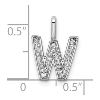14K White Gold 1/10 ct tw Diamond Letter W Pendant – view 4