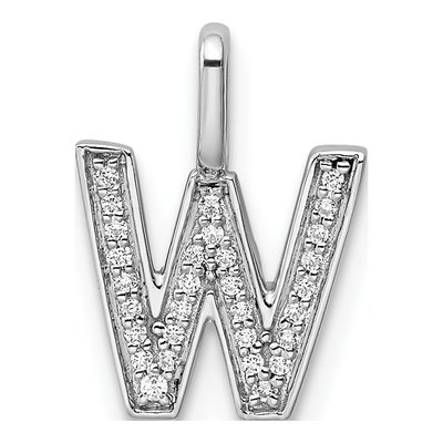 14K White Gold 1/10 ct tw Diamond Letter W Pendant