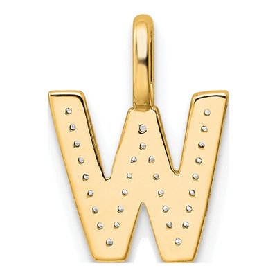 14K Yellow Gold 1/10 ct tw Diamond Letter W Pendant – view 3