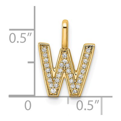 14K Yellow Gold 1/10 ct tw Diamond Letter W Pendant – view 4