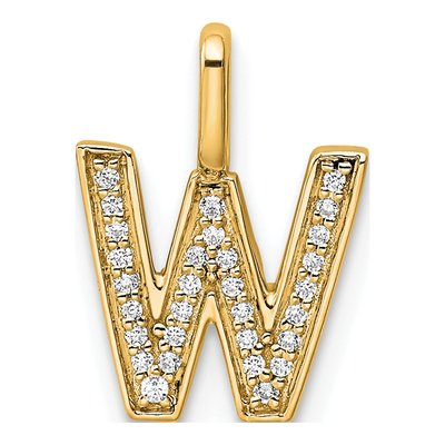 14K Yellow Gold 1/10 ct tw Diamond Letter W Pendant