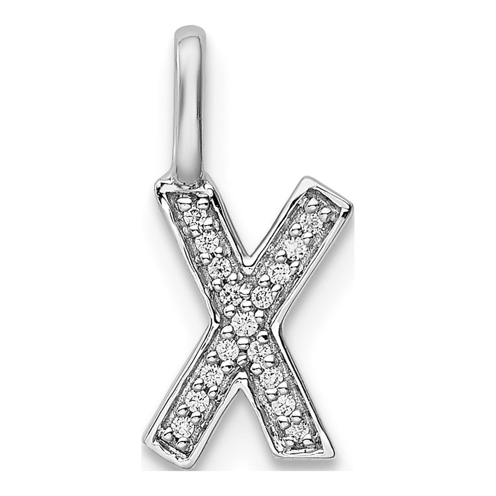 14K White Gold 1/20 ct tw Diamond Letter X Pendant