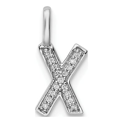 14K White Gold 1/20 ct tw Diamond Letter X Pendant