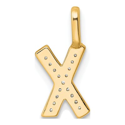 14K Yellow Gold 1/20 ct tw Diamond Letter X Pendant – view 3