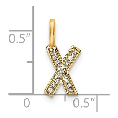 14K Yellow Gold 1/20 ct tw Diamond Letter X Pendant – view 4