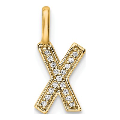 14K Yellow Gold 1/20 ct tw Diamond Letter X Pendant