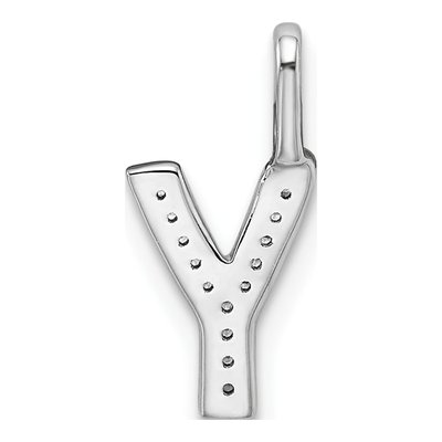 14K White Gold Diamond Letter Y Pendant – view 4
