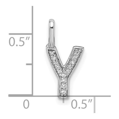 14K White Gold Diamond Letter Y Pendant – view 5
