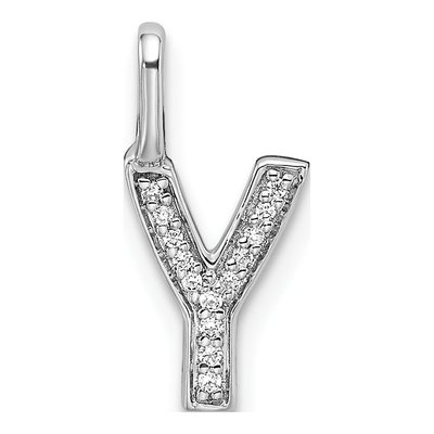 14K White Gold Diamond Letter Y Pendant