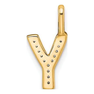 14K Yellow Gold Diamond Letter Y Pendant – view 3