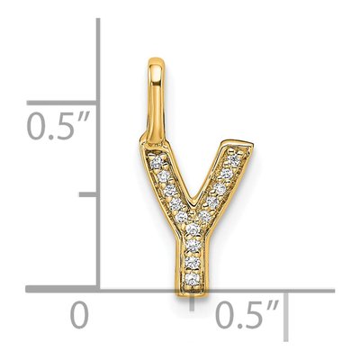 14K Yellow Gold Diamond Letter Y Pendant – view 4