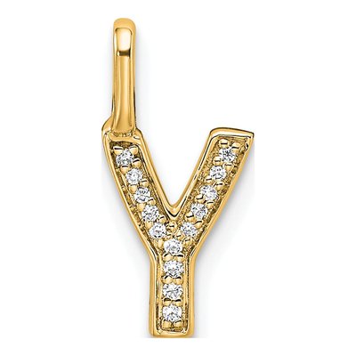14K Yellow Gold Diamond Letter Y Pendant