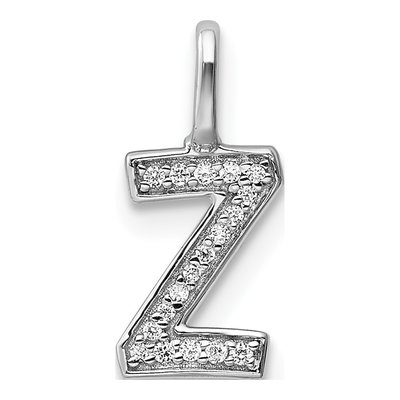 14K White Gold 1/20 ct tw Diamond Letter Z Pendant