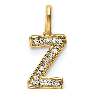 14K Yellow Gold 1/20 ct tw Diamond Letter Z Pendant