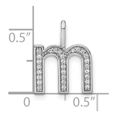 14K White Gold 1/10 ct tw Diamond Lower Case Letter M Pendant – view 4