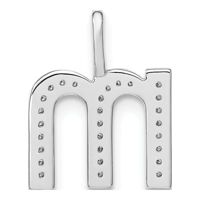 14K White Gold 1/10 ct tw Diamond Lower Case Letter M Pendant – view 5