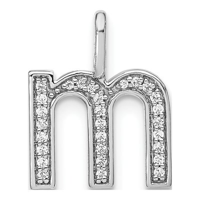 14K White Gold 1/10 ct tw Diamond Lower Case Letter M Pendant