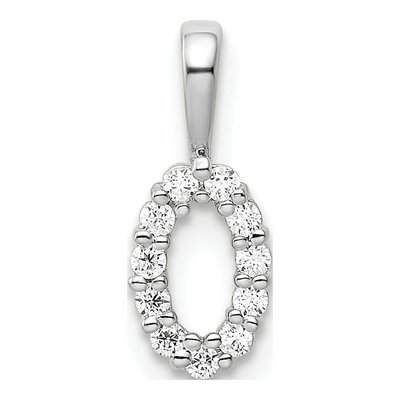 14K White Gold 1/8 ct tw Diamond Number 0 Pendant