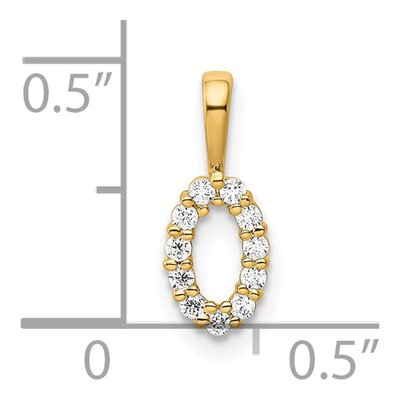 14K Yellow Gold 1/8 ct tw Diamond Number 0 Pendant – view 3