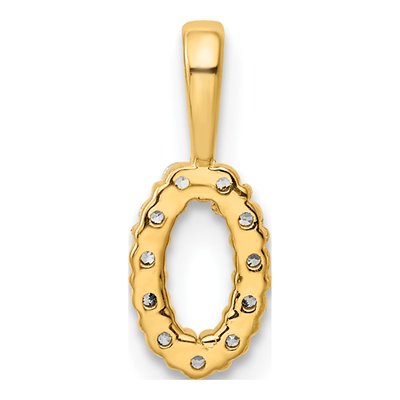 14K Yellow Gold 1/8 ct tw Diamond Number 0 Pendant – view 4