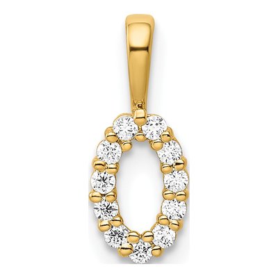 14K Yellow Gold 1/8 ct tw Diamond Number 0 Pendant