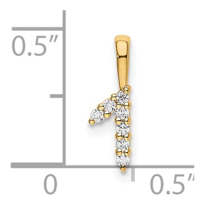14K Yellow Gold 1/15 ct tw Diamond Number 1 Pendant – view 4