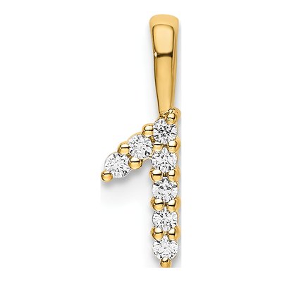 14K Yellow Gold 1/15 ct tw Diamond Number 1 Pendant