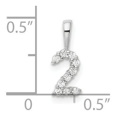 14K White Gold 1/10 ct tw Diamond Number 2 Pendant – view 4