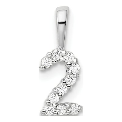 14K White Gold 1/10 ct tw Diamond Number 2 Pendant