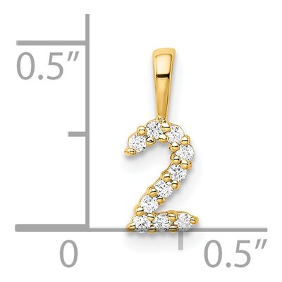 14K Yellow Gold 1/10 ct tw Diamond Number 2 Pendant – view 4