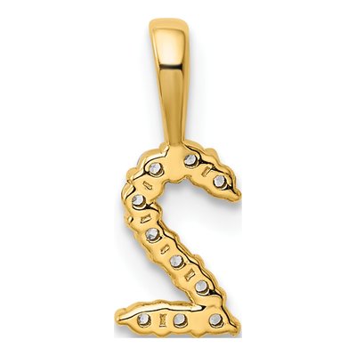 14K Yellow Gold 1/10 ct tw Diamond Number 2 Pendant – view 5