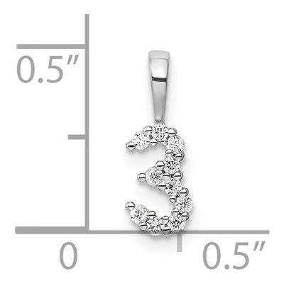14K White Gold 1/10 ct tw Diamond Number 3 Pendant – view 4