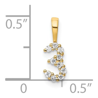 14K Yellow Gold 1/10 ct tw Diamond Number 3 Pendant – view 4