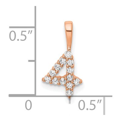14K Rose Gold 1/7 ct tw Diamond Number 4 Pendant – view 3