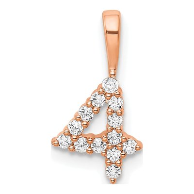 14K Rose Gold 1/7 ct tw Diamond Number 4 Pendant