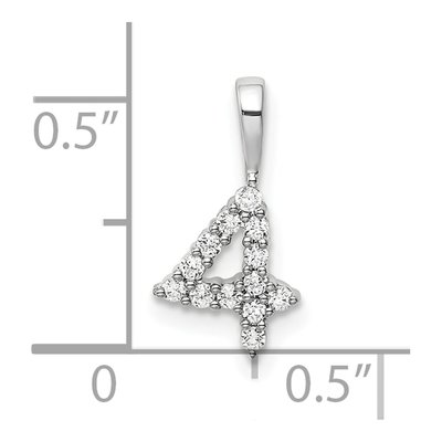 14K White Gold 1/7 ct tw Diamond Number 4 Pendant – view 3