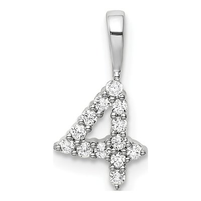 14K White Gold 1/7 ct tw Diamond Number 4 Pendant