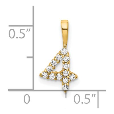 14K Yellow Gold 1/7 ct tw Diamond Number 4 Pendant – view 3