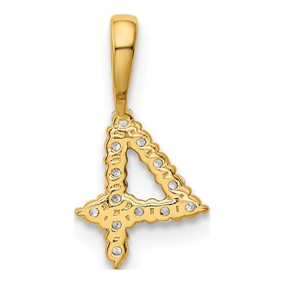 14K Yellow Gold 1/7 ct tw Diamond Number 4 Pendant – view 4