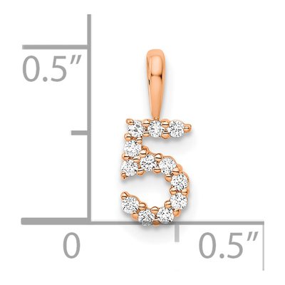 14K Rose Gold 1/8 ct tw Diamond Number 5 Pendant – view 3